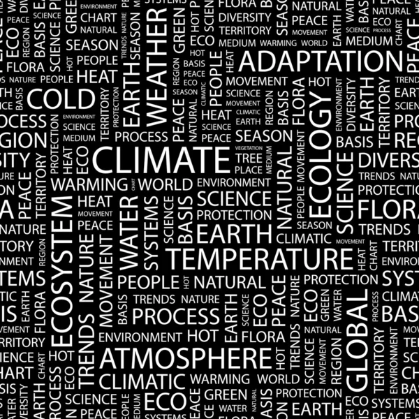 CLIMA. Collage di parole su sfondo nero . — Vettoriale Stock