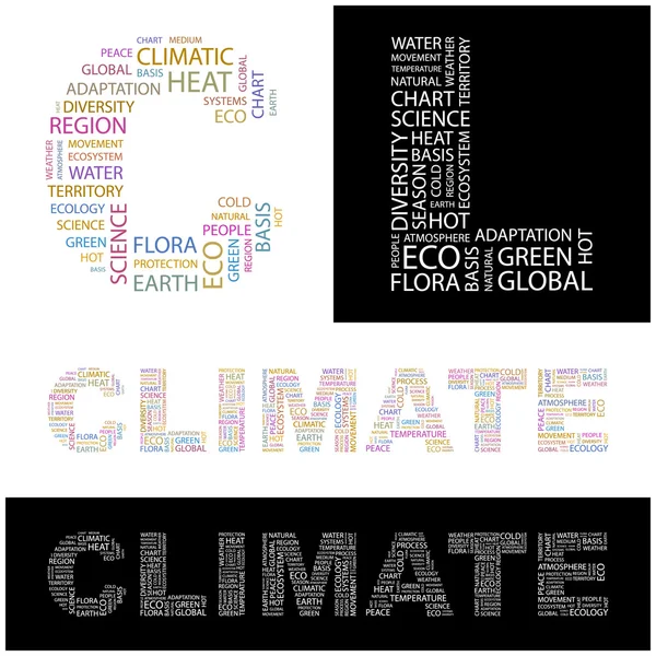 Klimaat. brief collectie. illustratie met verschillende vereniging voorwaarden. — Stockvector