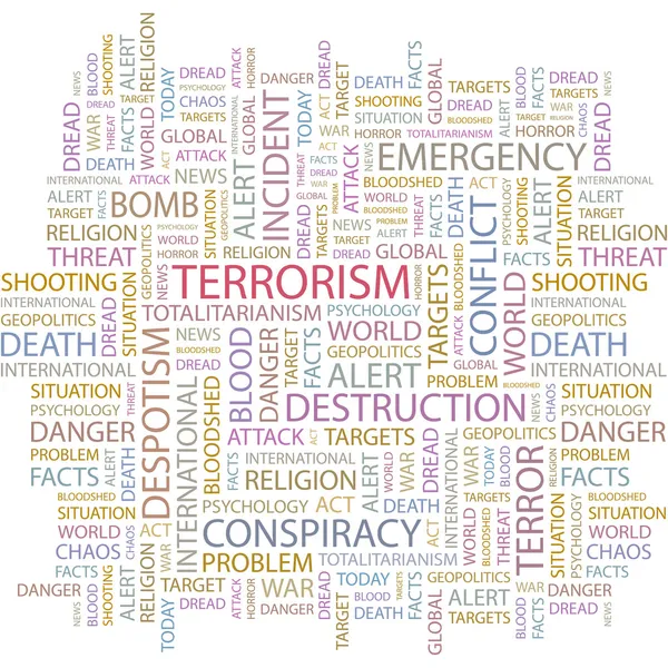 Terrorisme. naadloze vector patroon met word cloud. — Stockvector