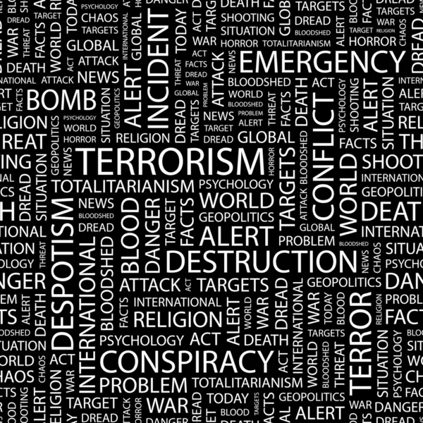TERRORISM. Seamless vector pattern with word cloud. — Stock Vector