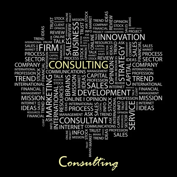 CONSULTING. Vector letter collection. Wordcloud illustration. — Stock Vector