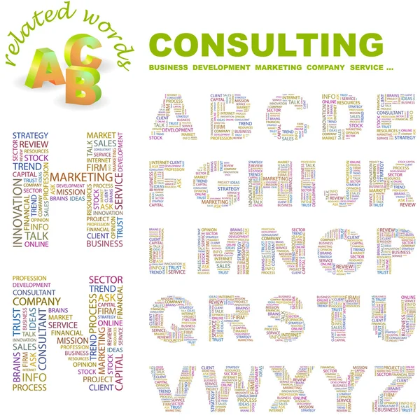 stock vector CONSULTING. Vector letter collection. Wordcloud illustration.