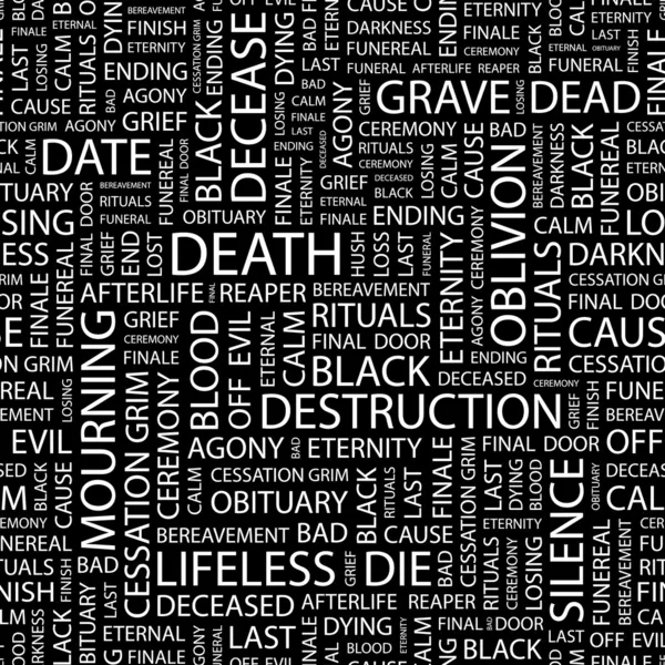 Död. ordet collage på svart bakgrund. — Stock vektor