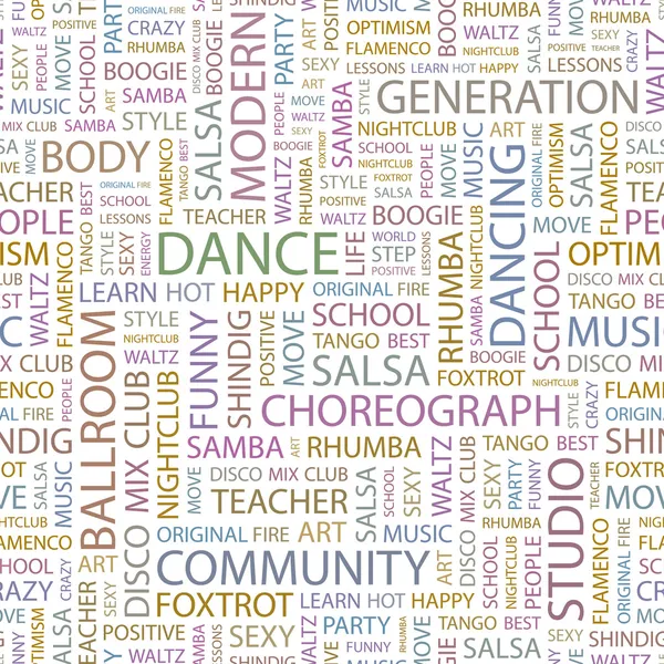 Dans. ordet collage på vit bakgrund. — Stock vektor