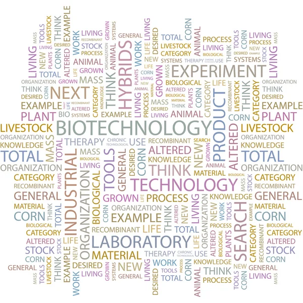 BIOTECNOLOGÍA. collage palabra sobre fondo blanco . — Vector de stock