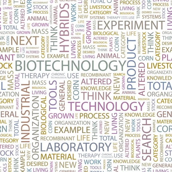 Biotechnologie. slovo koláž na bílém pozadí. — Stockový vektor