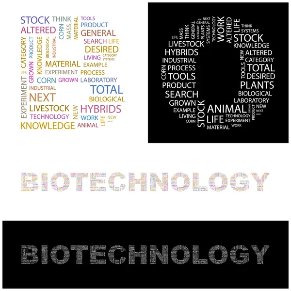 BIOTECHNOLOGY. Vector letter collection. — Stock Vector