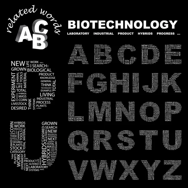 BIOTECHNOLOGIE. Collecte de lettres vectorielles . — Image vectorielle