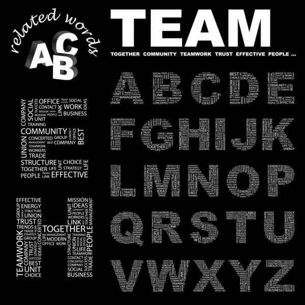TEAM. Vector letter collection. Wordcloud illustration. — Stock Vector