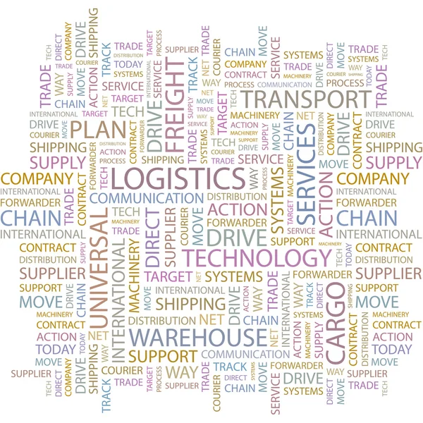 LOGISTICS. Seamless vector pattern with word cloud. — Stock Vector
