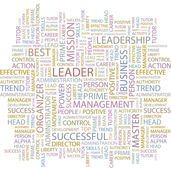LEADER. Collage di parole su sfondo bianco. Illustrazione vettoriale . — Vettoriale Stock