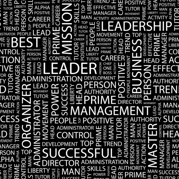 LEADER. Collage di parole su sfondo nero. Illustrazione vettoriale . — Vettoriale Stock