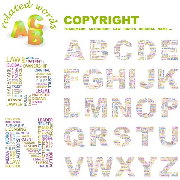 COPYRIGHT. Illustration with different association terms. — Stock Vector