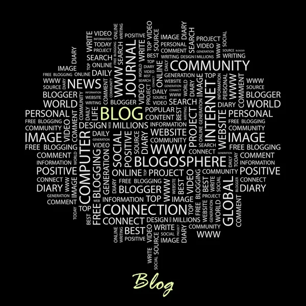 Блогер. Ілюстрація з різними термінами асоціації . — стоковий вектор