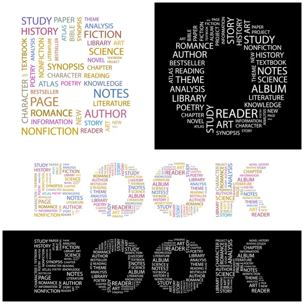 BOOK. Illustration with different association terms. — Stock Vector