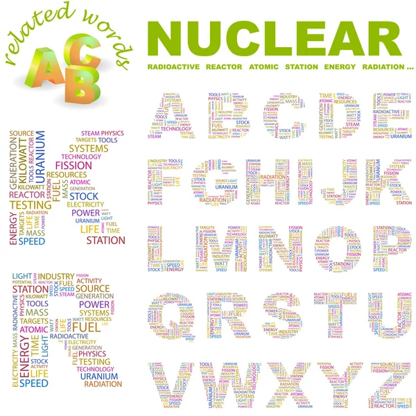 NUCLEAR. Vector letter collection. — Stock Vector
