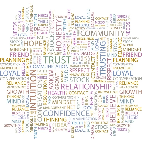 La confiance. Collage de mots sur fond blanc . — Image vectorielle