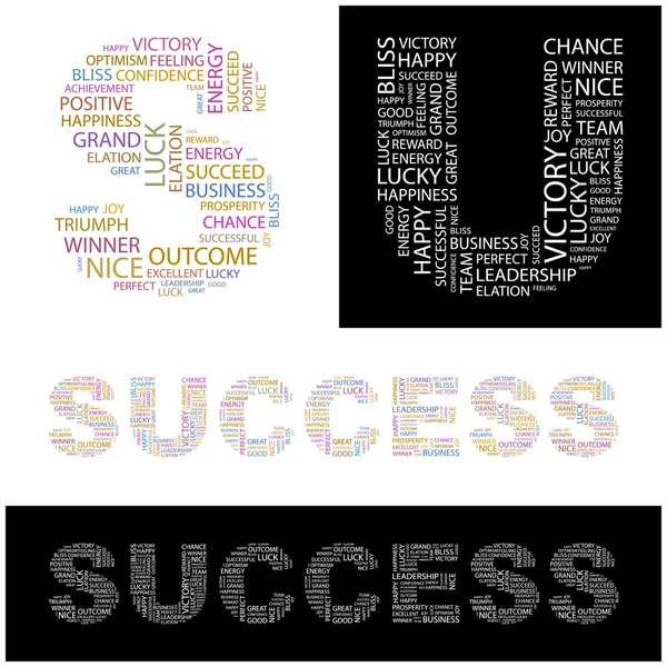 Le succès. Collage Word . — Image vectorielle