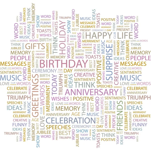 BIRTHDAY. Word collage on white background. — Stock Vector