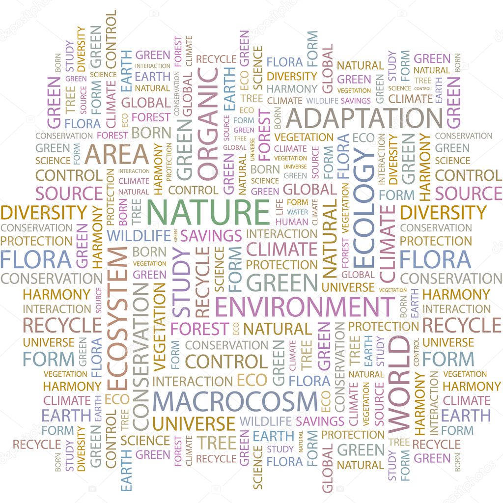 NATURE. Illustration with different association terms. Stock Vector