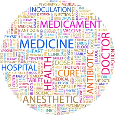 MEDICINE. Word collage on white background. clipart