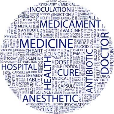 MEDICINE. Word collage on white background. clipart