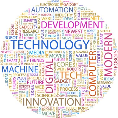 TECHNOLOGY. Word collage clipart