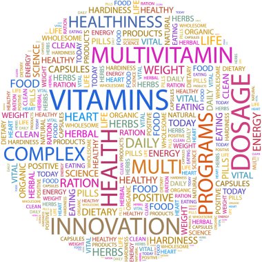 VITAMINS. Word collage clipart
