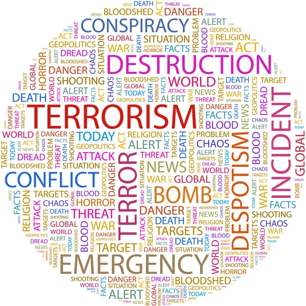恐怖主义。单词拼贴画 — 图库矢量图片