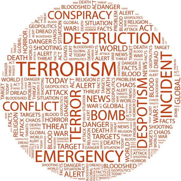 恐怖主义。单词拼贴画 — 图库矢量图片