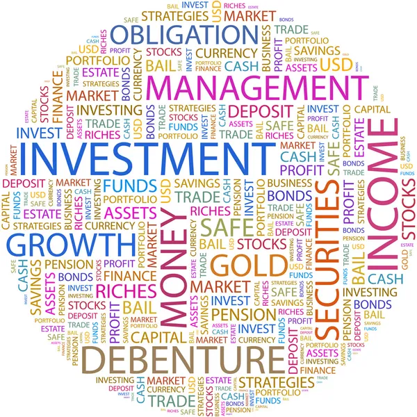 Investice. slovo koláž — Stockový vektor