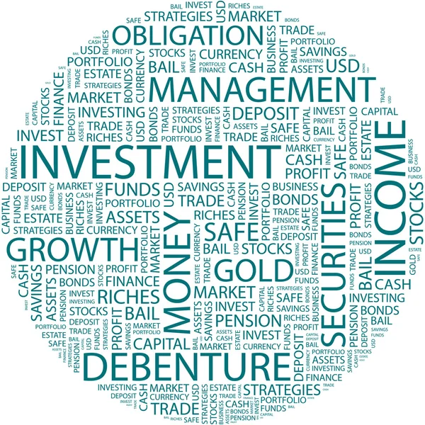 Επενδύσεων. λέξη κολάζ — Διανυσματικό Αρχείο