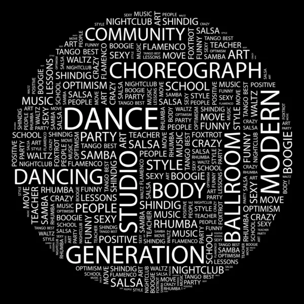 Χορός. λέξη κολάζ — Διανυσματικό Αρχείο