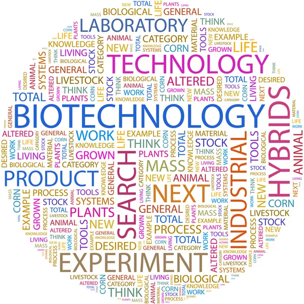 Biotechnologia. słowo kolaż — Wektor stockowy