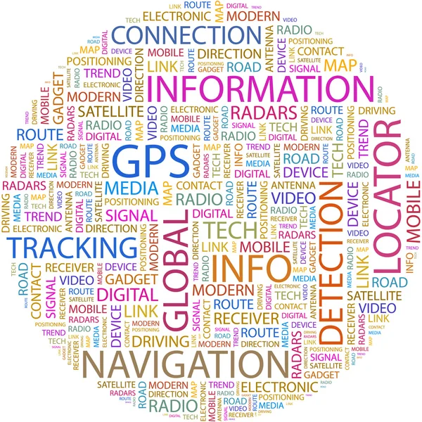 GPS. woord collage — Stockvector