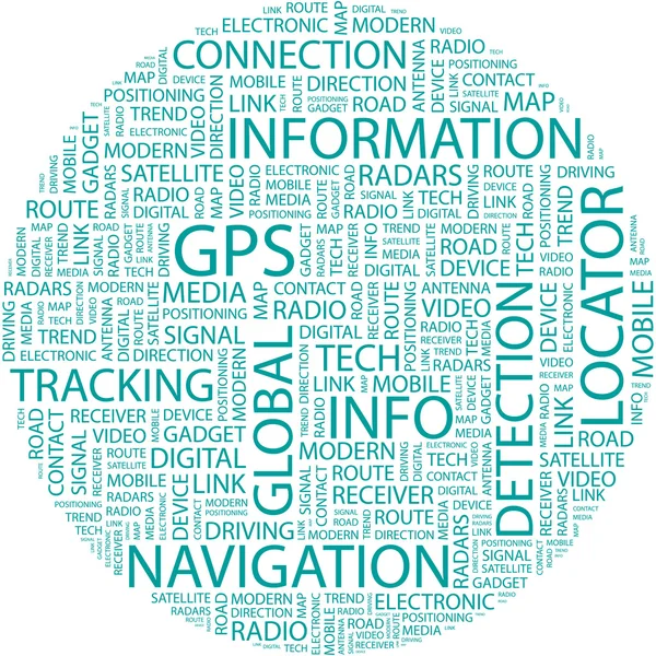 GPS. ordet collage — Stock vektor