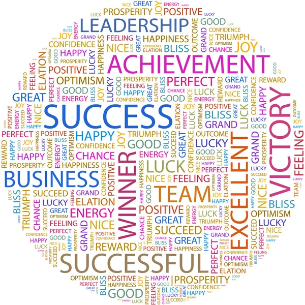 Il successo. Collage di parole su sfondo bianco — Vettoriale Stock