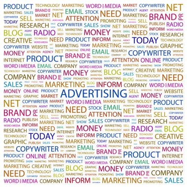 ADVERTISING. Word collage on white background clipart