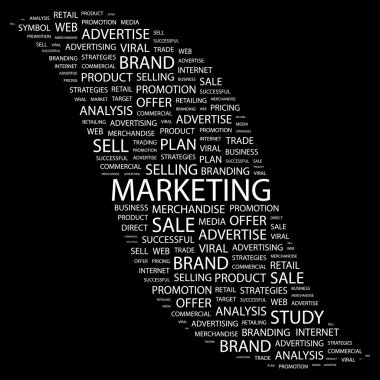 MARKETING. Word collage on black background clipart