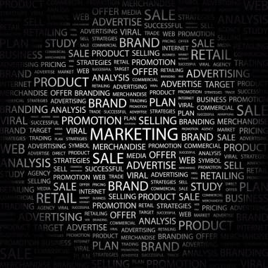 MARKETING. Word collage on black background clipart