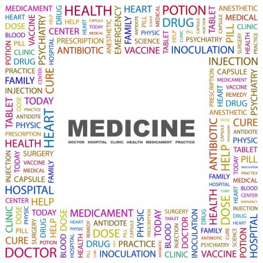 MEDICINE. Word collage on white background clipart