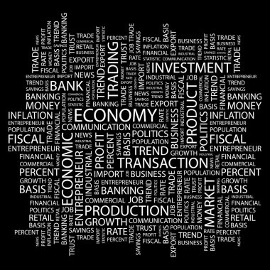 ECONOMY. Word collage on black background clipart