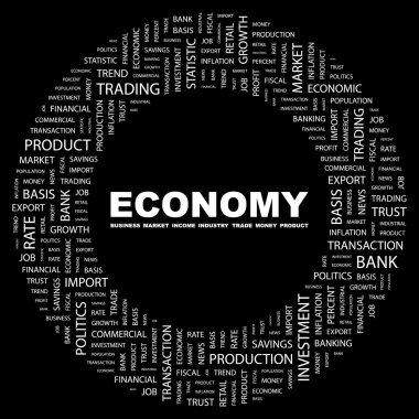 ECONOMY. Word collage on black background clipart