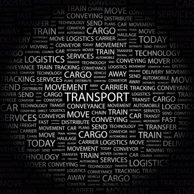 TRANSPORT. Word collage on black background clipart