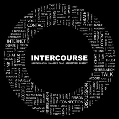 INTERCOURSE. Word collage on black background clipart