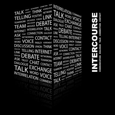 INTERCOURSE. Word collage on black background clipart