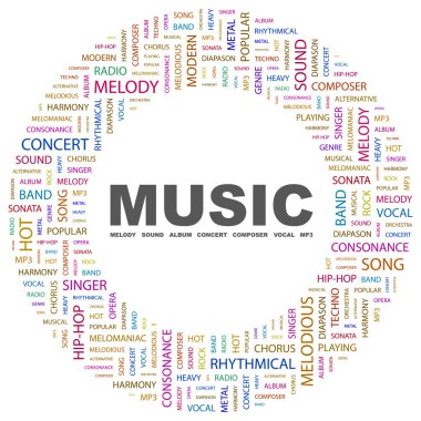 MUSIC. Word collage on white background clipart