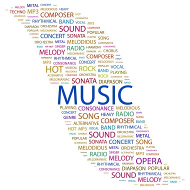 MUSIC. Word collage on white background clipart