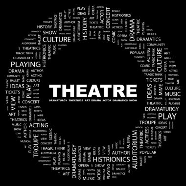 THEATRE. Word collage on black background clipart