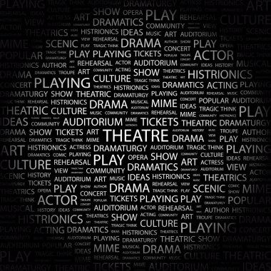 THEATRE. Word collage on black background clipart